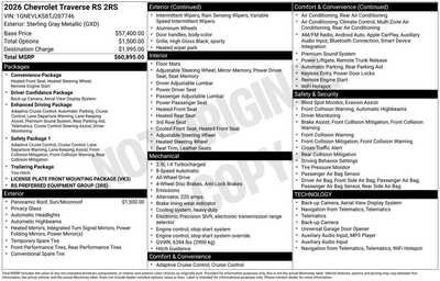 2026 Chevrolet Traverse, $59395. Photo 10