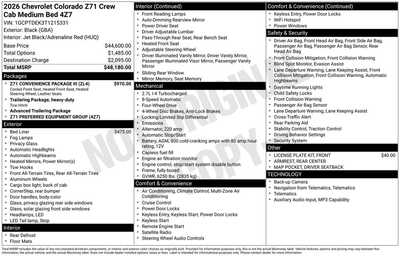 2026 Chevrolet Colorado Crew Cab, $47140. Photo 10