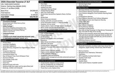 2026 Chevrolet Traverse, $43795. Photo 10