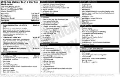 2025 Jeep Gladiator, $37900. Photo 10