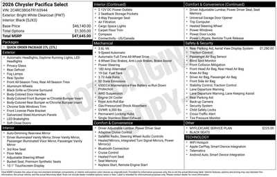 2026 Chrysler Pacifica, $47527. Photo 1