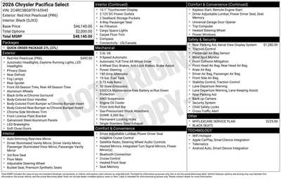 2026 Chrysler Pacifica, $47973. Photo 1