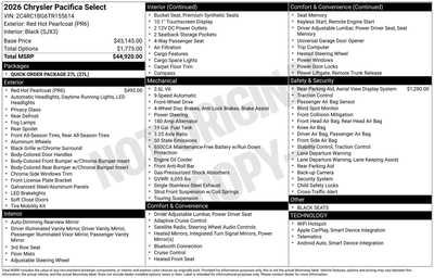 2026 Chrysler Pacifica, $42188. Photo 1