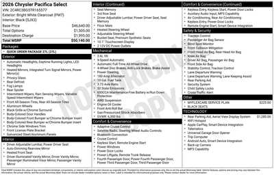 2026 Chrysler Pacifica, $44527. Photo 7