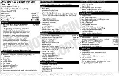 2026 RAM 1500, $55590. Photo 1