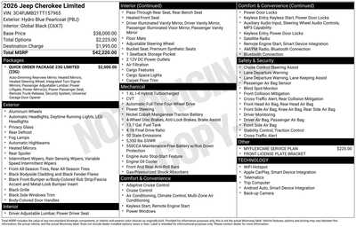 2026 Jeep Cherokee, $42220. Photo 1