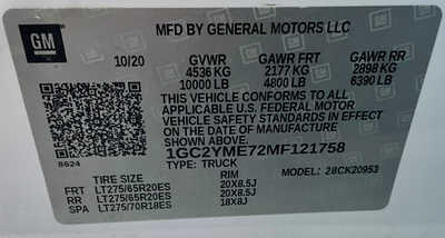 2021 Chevrolet 2500 Ext Cab, $0. Photo 10