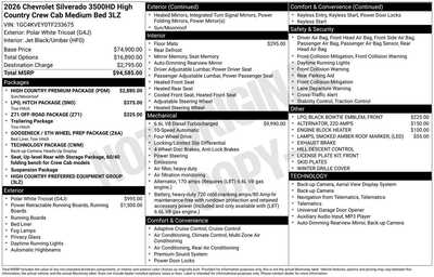 2026 Chevrolet 3500 Crew Cab, $93835. Photo 1