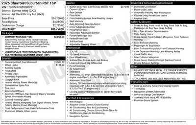 2026 Chevrolet Suburban, $81625. Photo 1