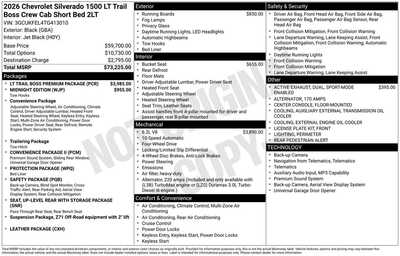 2026 Chevrolet 1500 Crew Cab, $72040. Photo 1