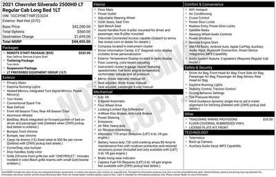 2021 Chevrolet 2500 Reg Cab, $0. Photo 1