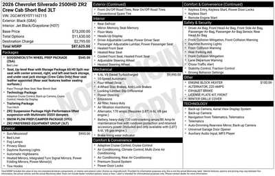 2026 Chevrolet 2500 Crew Cab, $85497. Photo 12