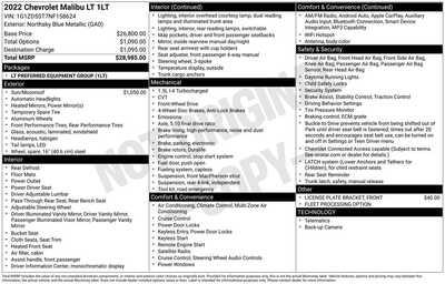 2022 Chevrolet Malibu, $17847. Photo 12