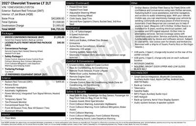 2027 Chevrolet Traverse, $46185. Photo 12