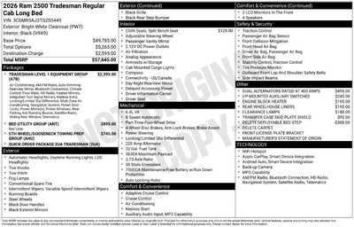 2026 RAM 2500 Reg Cab, $60419. Photo 11