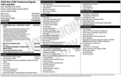 2026 RAM 2500 Reg Cab, $69425. Photo 1